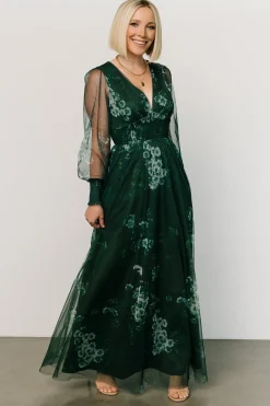 Hot Baltic Born Layla Tulle Maxi Dress | Dark Green Multi