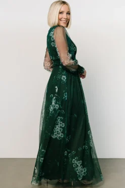 Hot Baltic Born Layla Tulle Maxi Dress | Dark Green Multi
