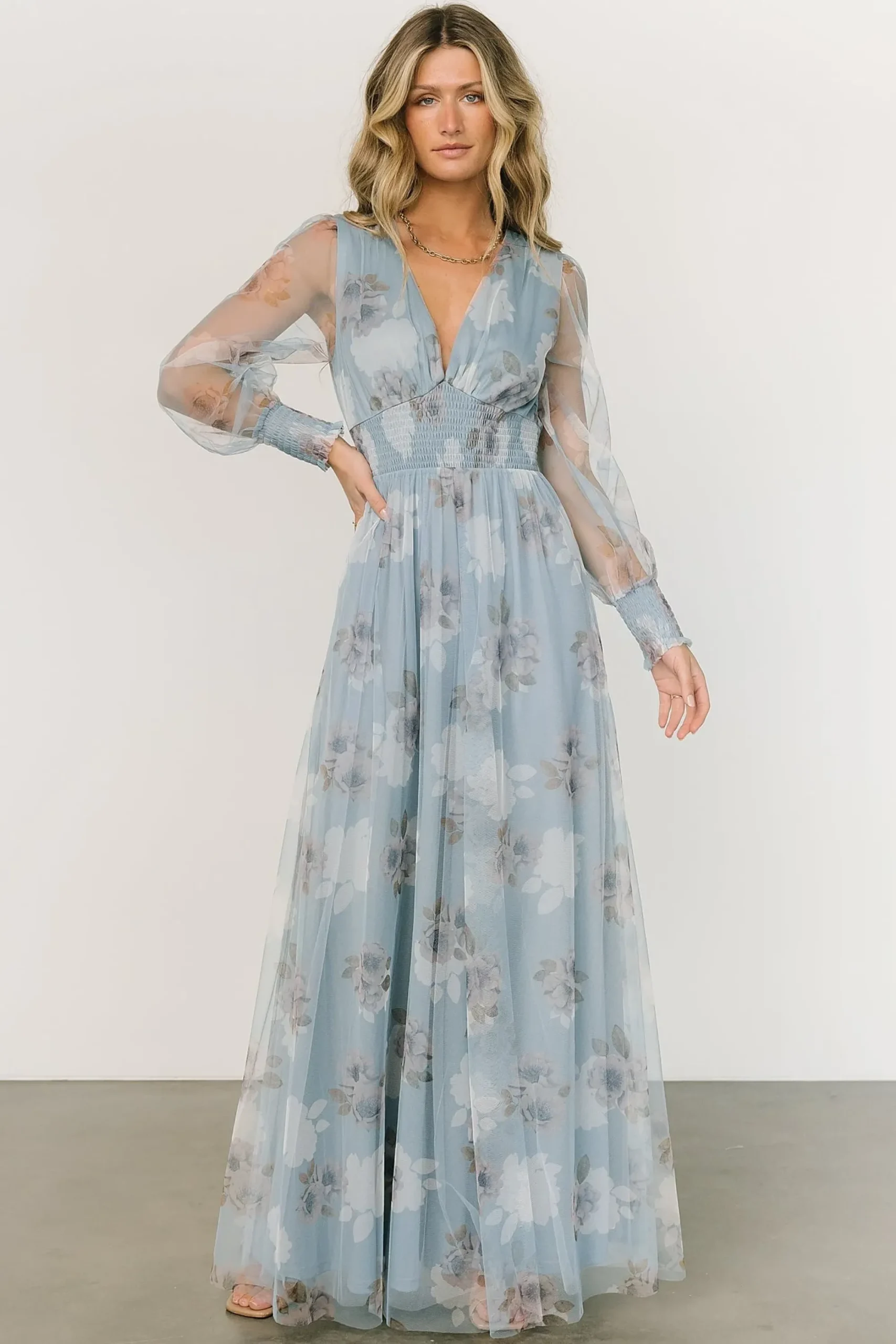 Online Baltic Born Layla Tulle Maxi Dress | Light Blue Floral