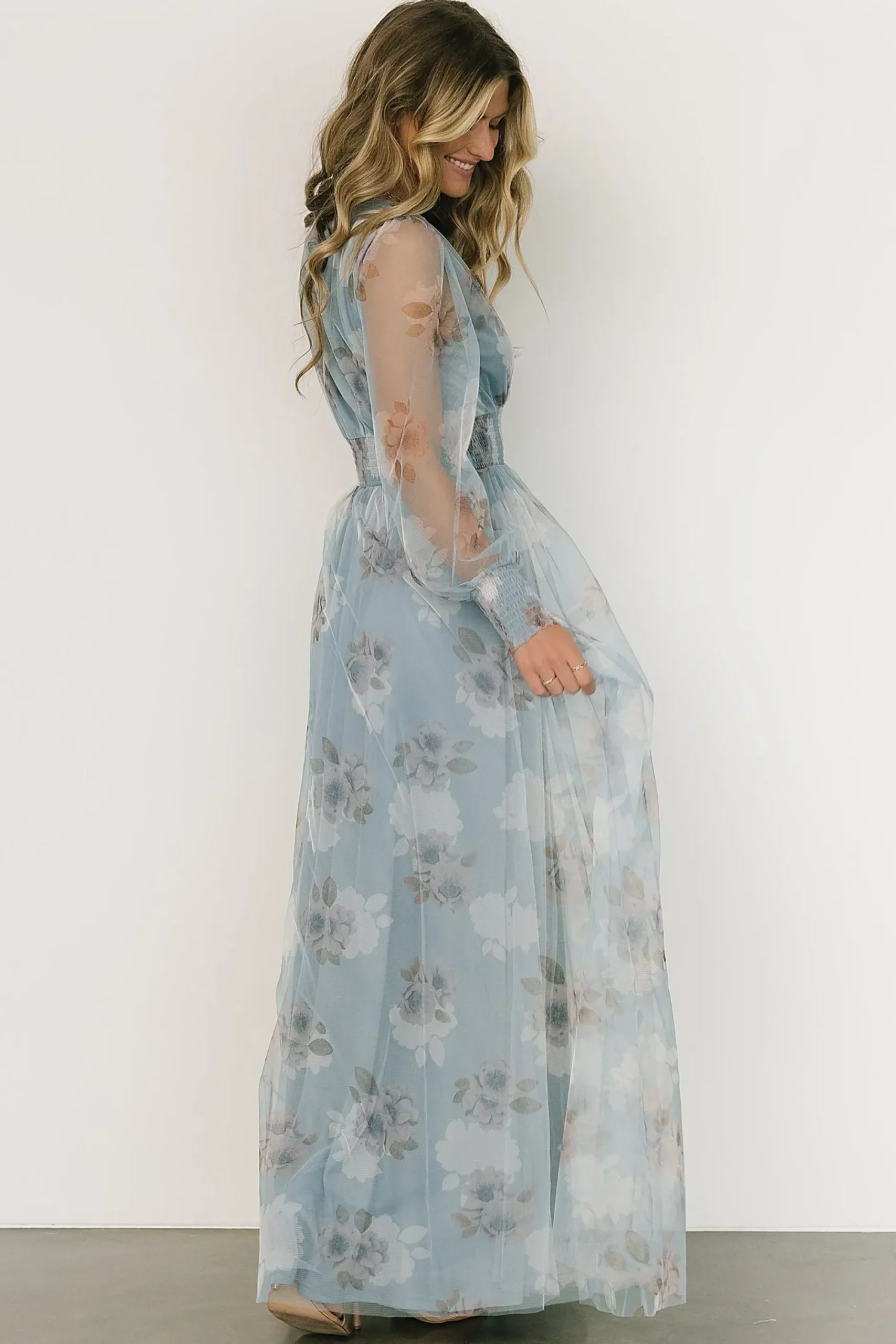 Online Baltic Born Layla Tulle Maxi Dress | Light Blue Floral