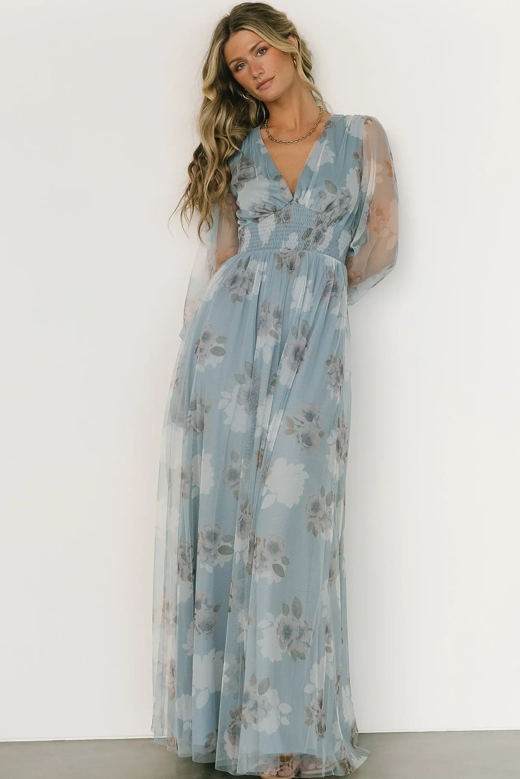 Online Baltic Born Layla Tulle Maxi Dress | Light Blue Floral