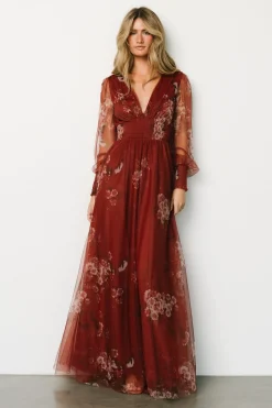 Clearance Baltic Born Layla Tulle Maxi Dress | Rust Floral