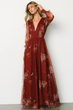 Clearance Baltic Born Layla Tulle Maxi Dress | Rust Floral