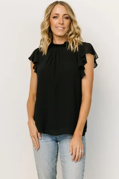 New Baltic Born Leah Mock Neck Top | Black