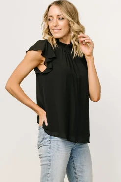 New Baltic Born Leah Mock Neck Top | Black
