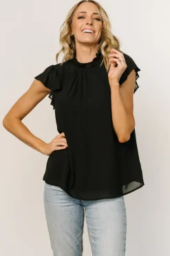 New Baltic Born Leah Mock Neck Top | Black