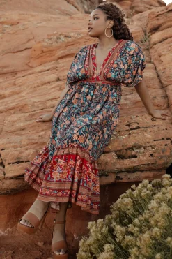 Online Baltic Born Leeanne Midi Dress | Navy Multi Floral