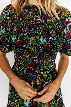 New Baltic Born Lena Tiered Midi Dress | Black Multi Floral