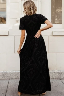 New Baltic Born Leslie Velvet Maxi Dress | Black