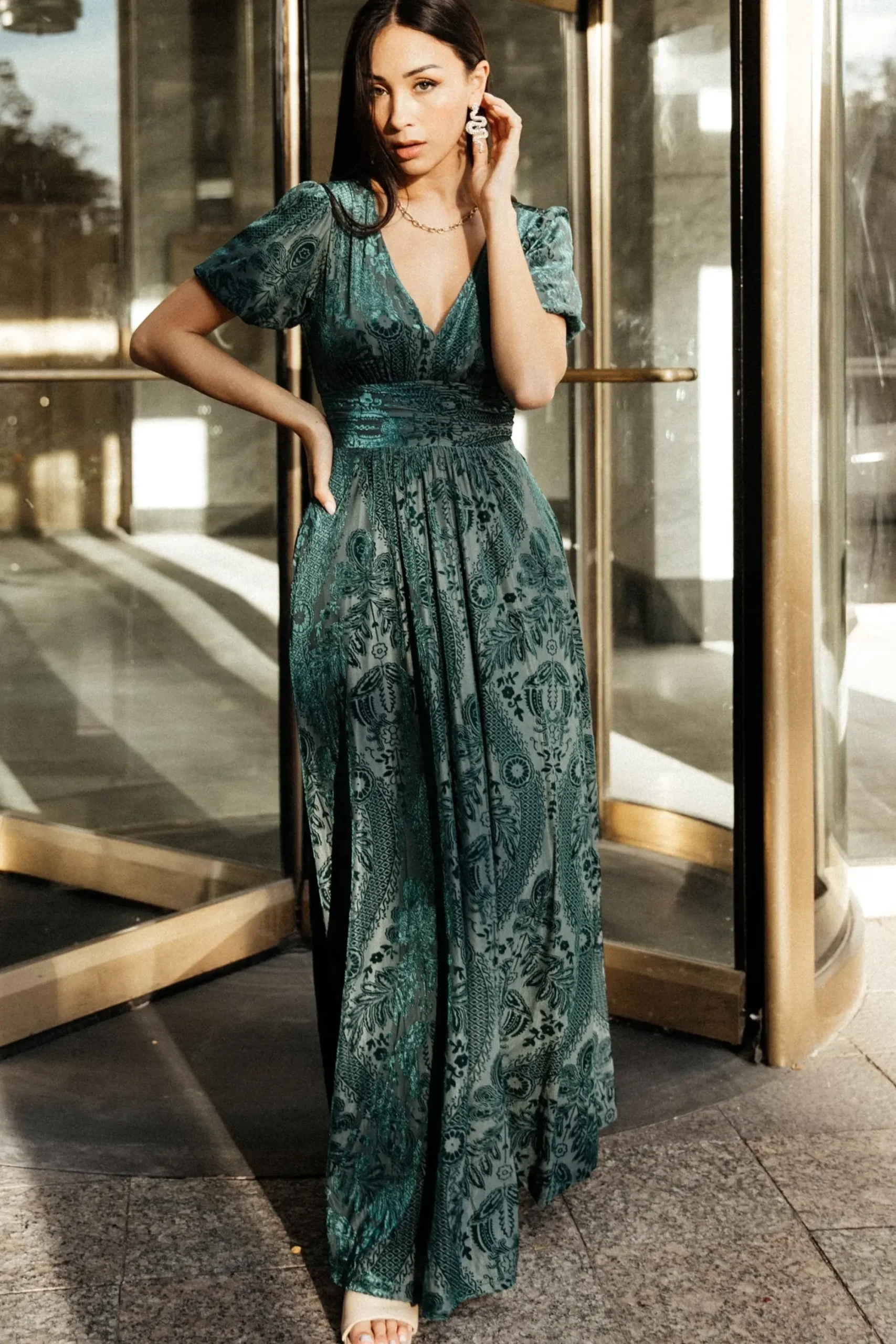 Fashion Baltic Born Leslie Velvet Maxi Dress | Emerald
