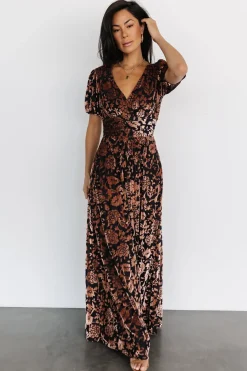 Fashion Baltic Born Leslie Velvet Maxi Dress | Black + Bronze