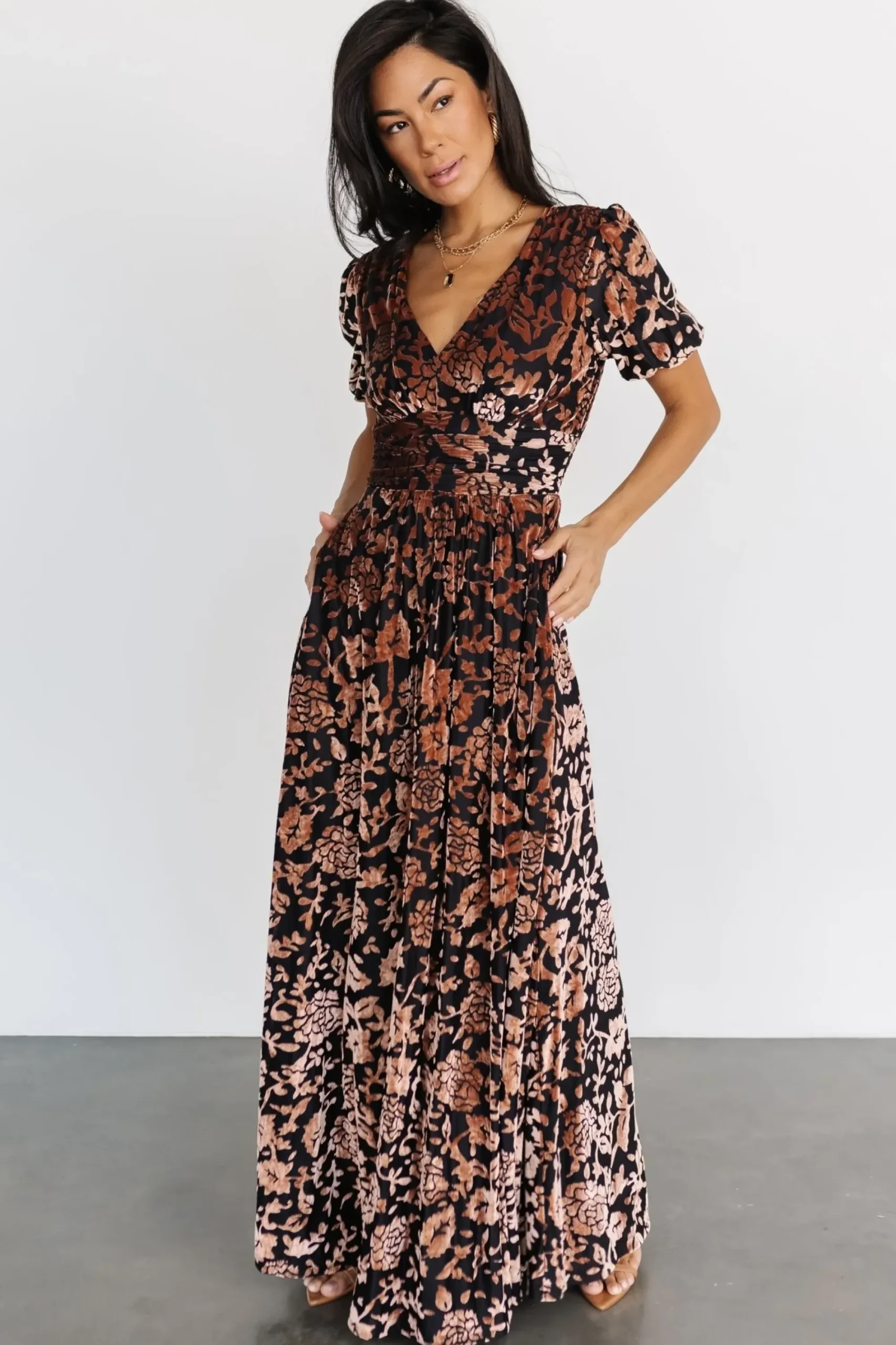 Fashion Baltic Born Leslie Velvet Maxi Dress | Black + Bronze