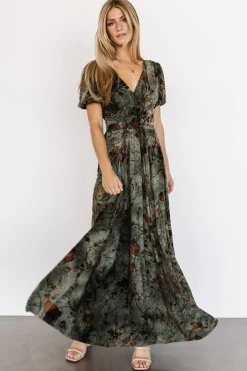 Hot Baltic Born Leslie Velvet Maxi Dress | Green + Copper