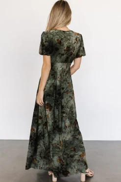 Hot Baltic Born Leslie Velvet Maxi Dress | Green + Copper