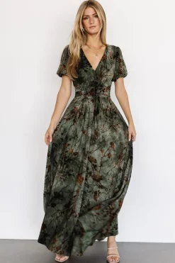 Hot Baltic Born Leslie Velvet Maxi Dress | Green + Copper