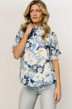 Outlet Baltic Born Lisa Ruffle Sleeve Top | Blue Floral