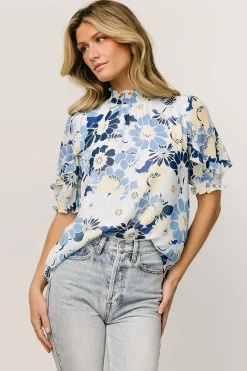 Outlet Baltic Born Lisa Ruffle Sleeve Top | Blue Floral