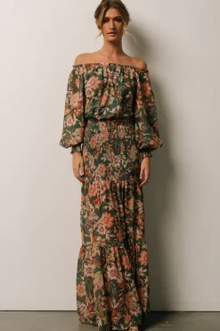 New Baltic Born Lizzie Smocked Maxi Dress | Green Multi