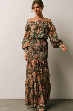 New Baltic Born Lizzie Smocked Maxi Dress | Green Multi