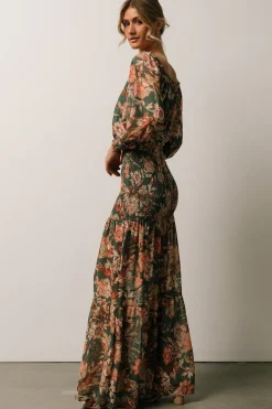 New Baltic Born Lizzie Smocked Maxi Dress | Green Multi