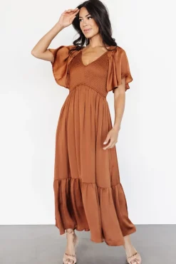 Hot Baltic Born Lovell Smocked Midi Dress | Dark Copper