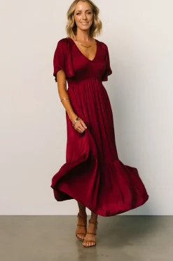 Outlet Baltic Born Lovell Smocked Midi Dress | Wine