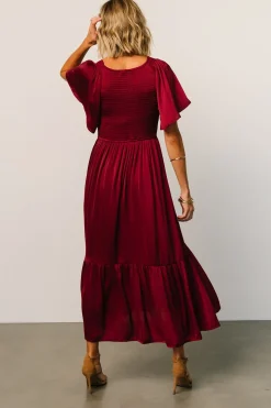 Outlet Baltic Born Lovell Smocked Midi Dress | Wine