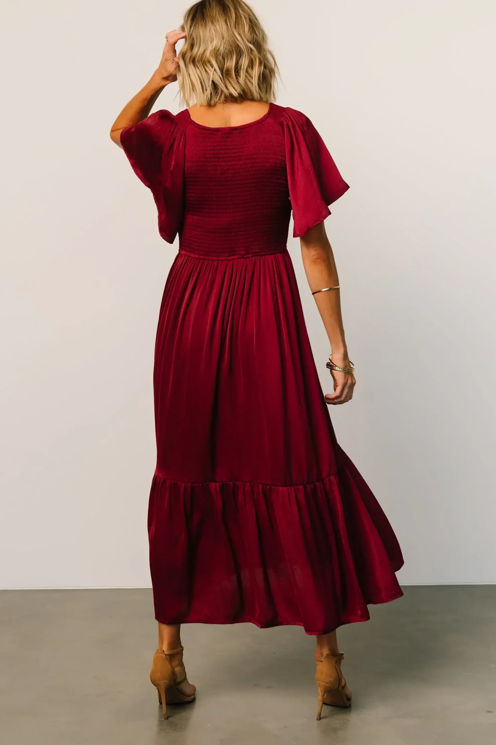 Outlet Baltic Born Lovell Smocked Midi Dress | Wine