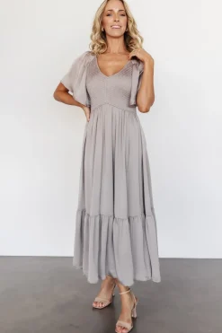 New Baltic Born Lovell Smocked Midi Dress | Vintage Gray