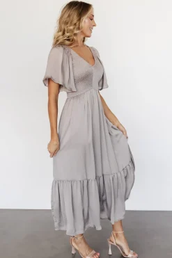 New Baltic Born Lovell Smocked Midi Dress | Vintage Gray