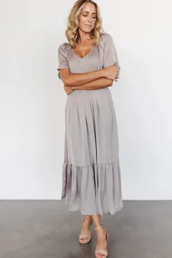 New Baltic Born Lovell Smocked Midi Dress | Vintage Gray