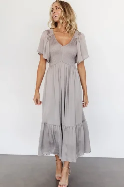 New Baltic Born Lovell Smocked Midi Dress | Vintage Gray