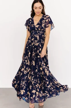 Discount Baltic Born Lynlee Metallic Maxi Dress | Navy