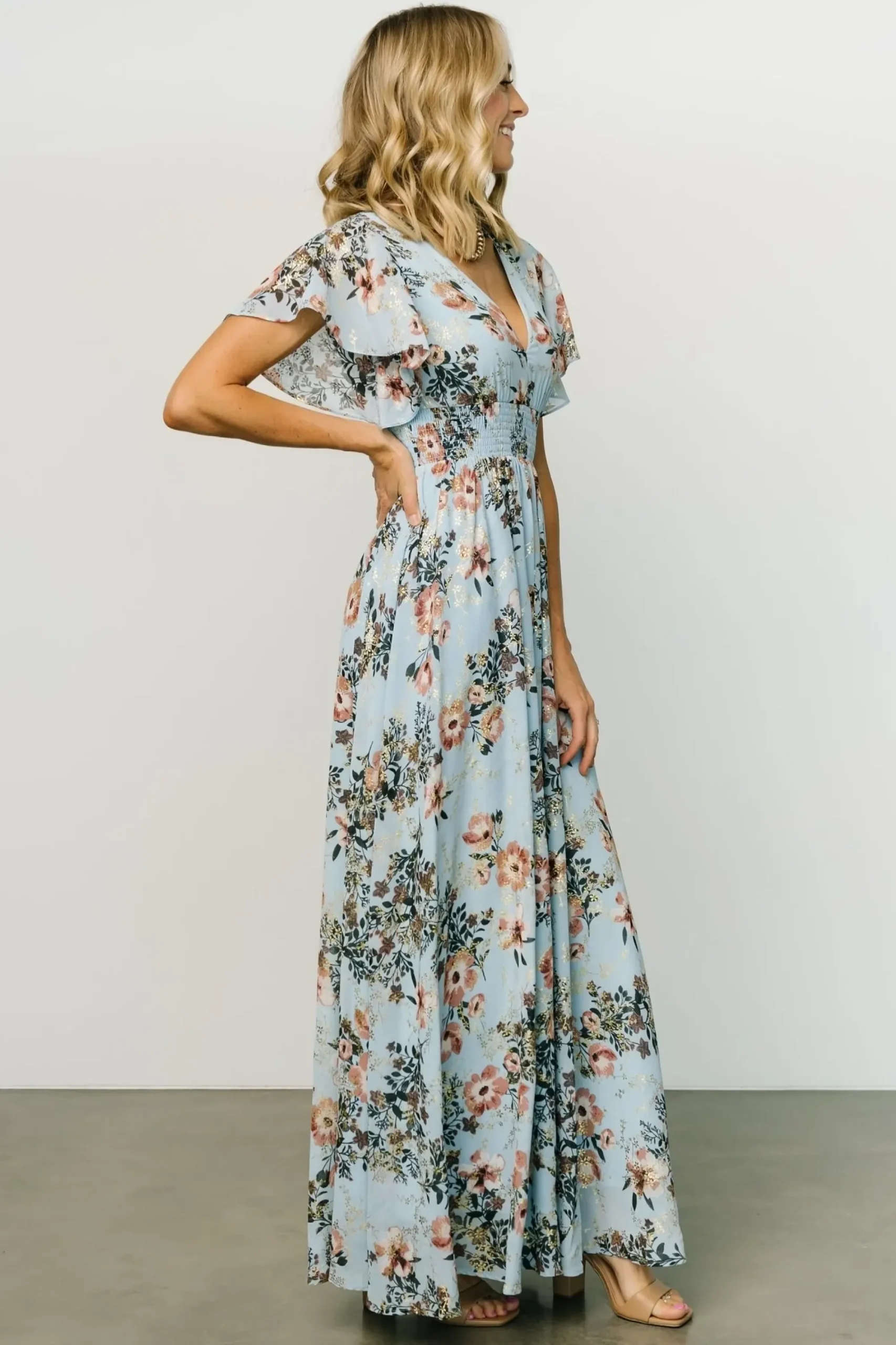 Outlet Baltic Born Lynlee Metallic Maxi Dress | Light Blue