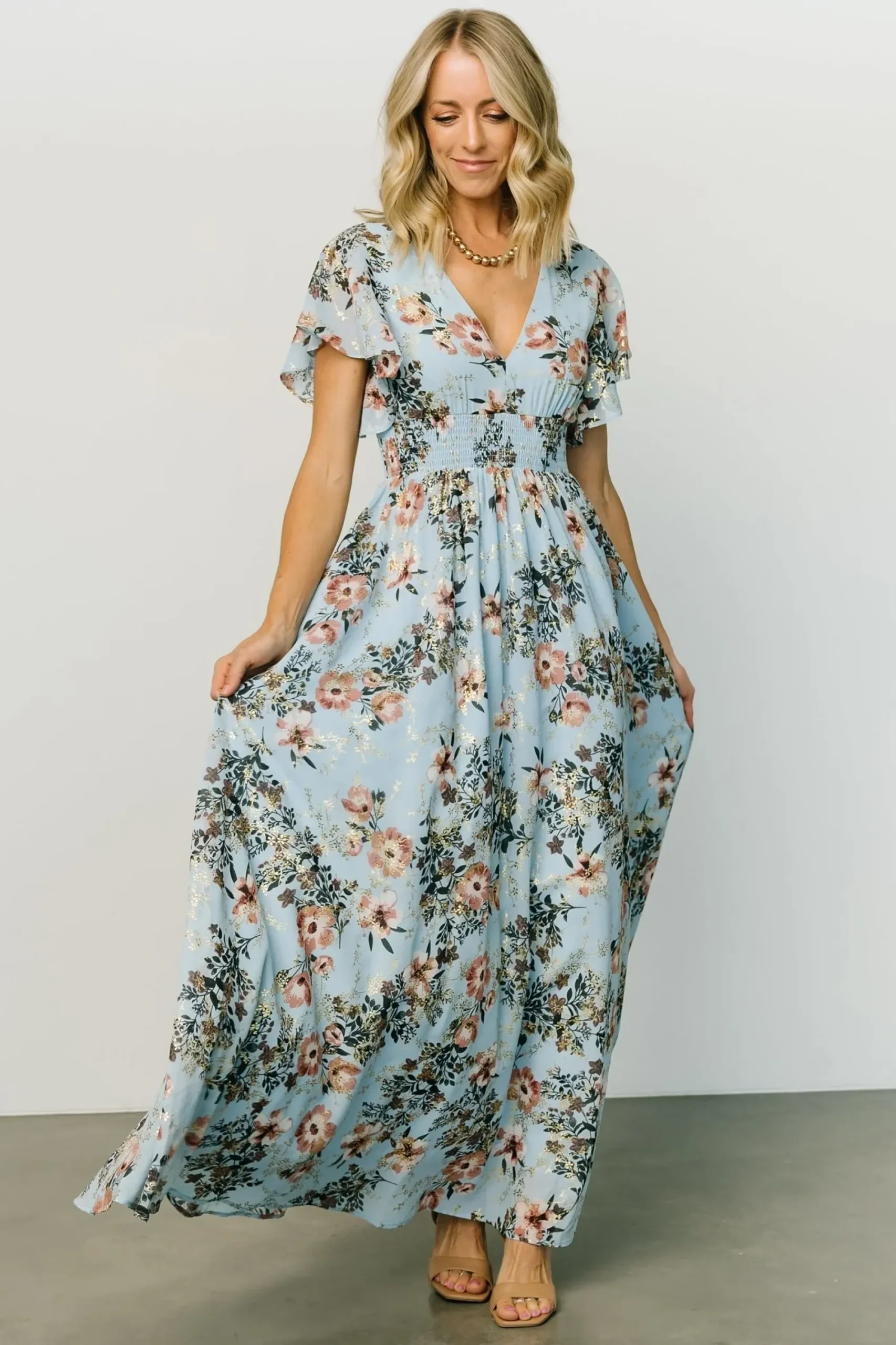 Outlet Baltic Born Lynlee Metallic Maxi Dress | Light Blue