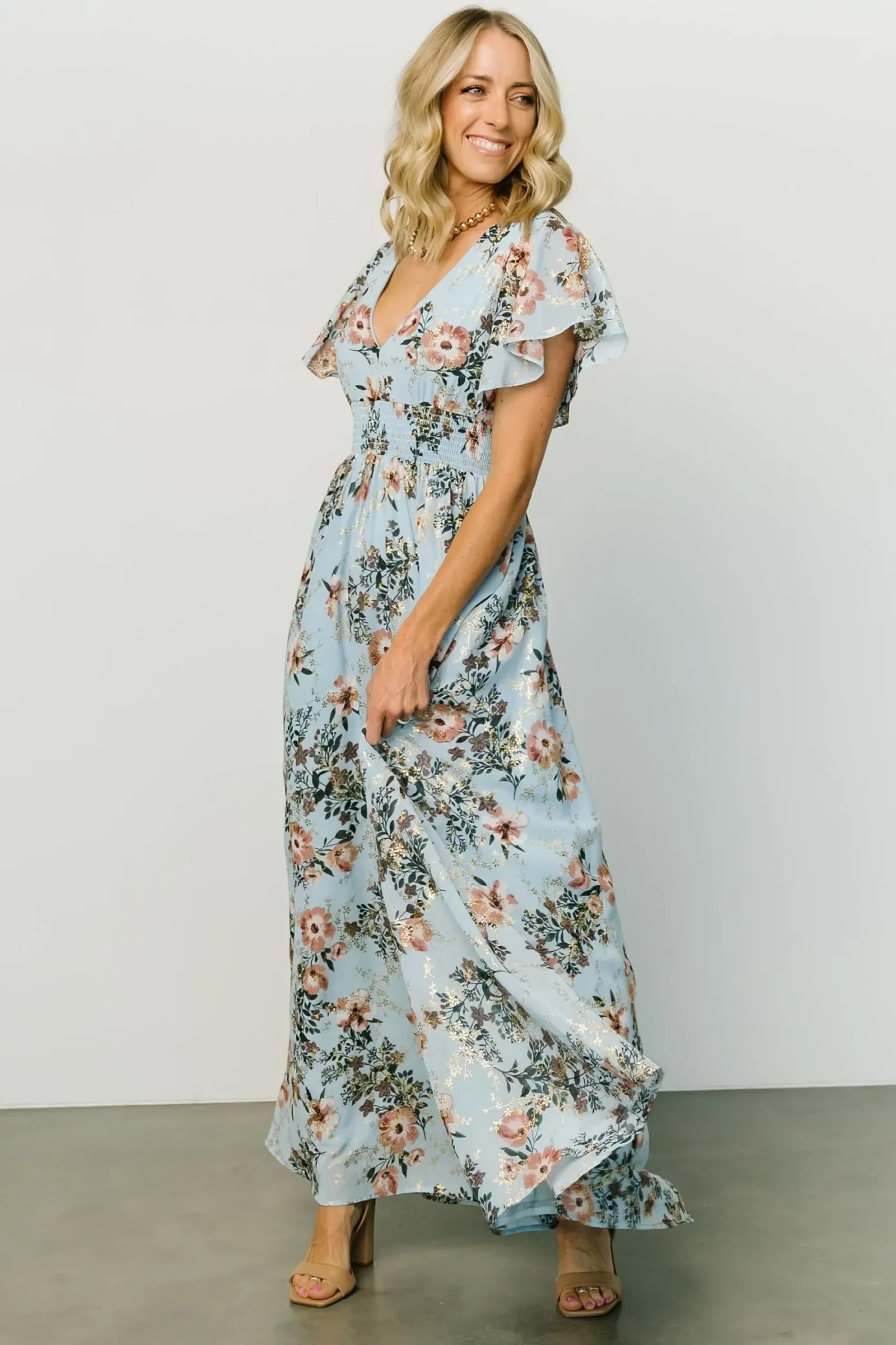 Outlet Baltic Born Lynlee Metallic Maxi Dress | Light Blue