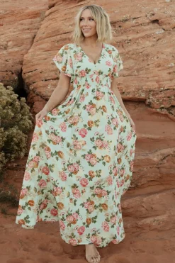 Clearance Baltic Born Lynlee Metallic Maxi Dress | Sage + Pink