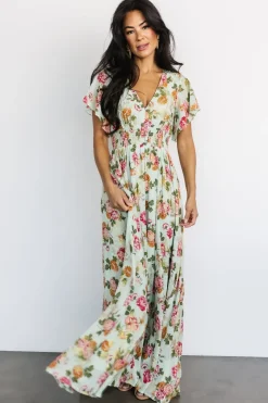 Clearance Baltic Born Lynlee Metallic Maxi Dress | Sage + Pink