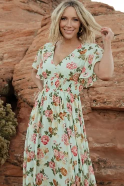 Clearance Baltic Born Lynlee Metallic Maxi Dress | Sage + Pink