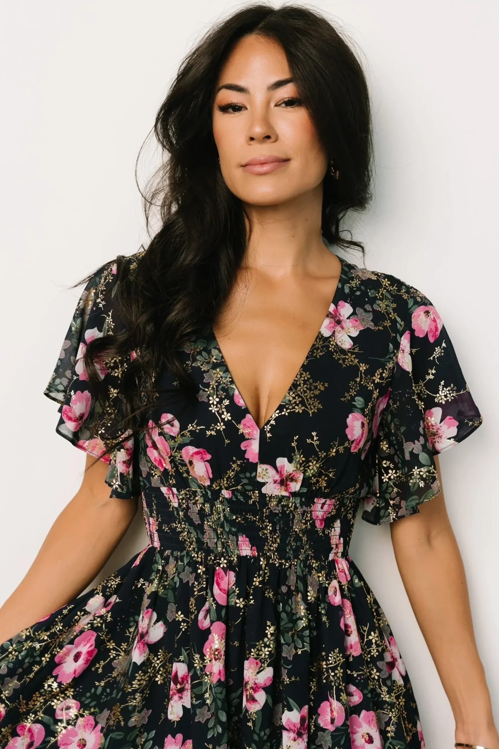 Hot Baltic Born Lynlee Metallic Maxi Dress | Dark Blue + Pink