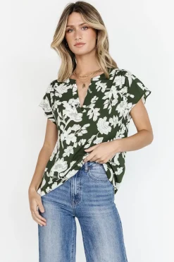 New Baltic Born Macey Top | Olive Floral
