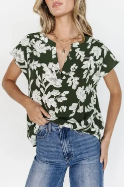 New Baltic Born Macey Top | Olive Floral