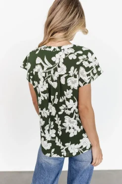 New Baltic Born Macey Top | Olive Floral