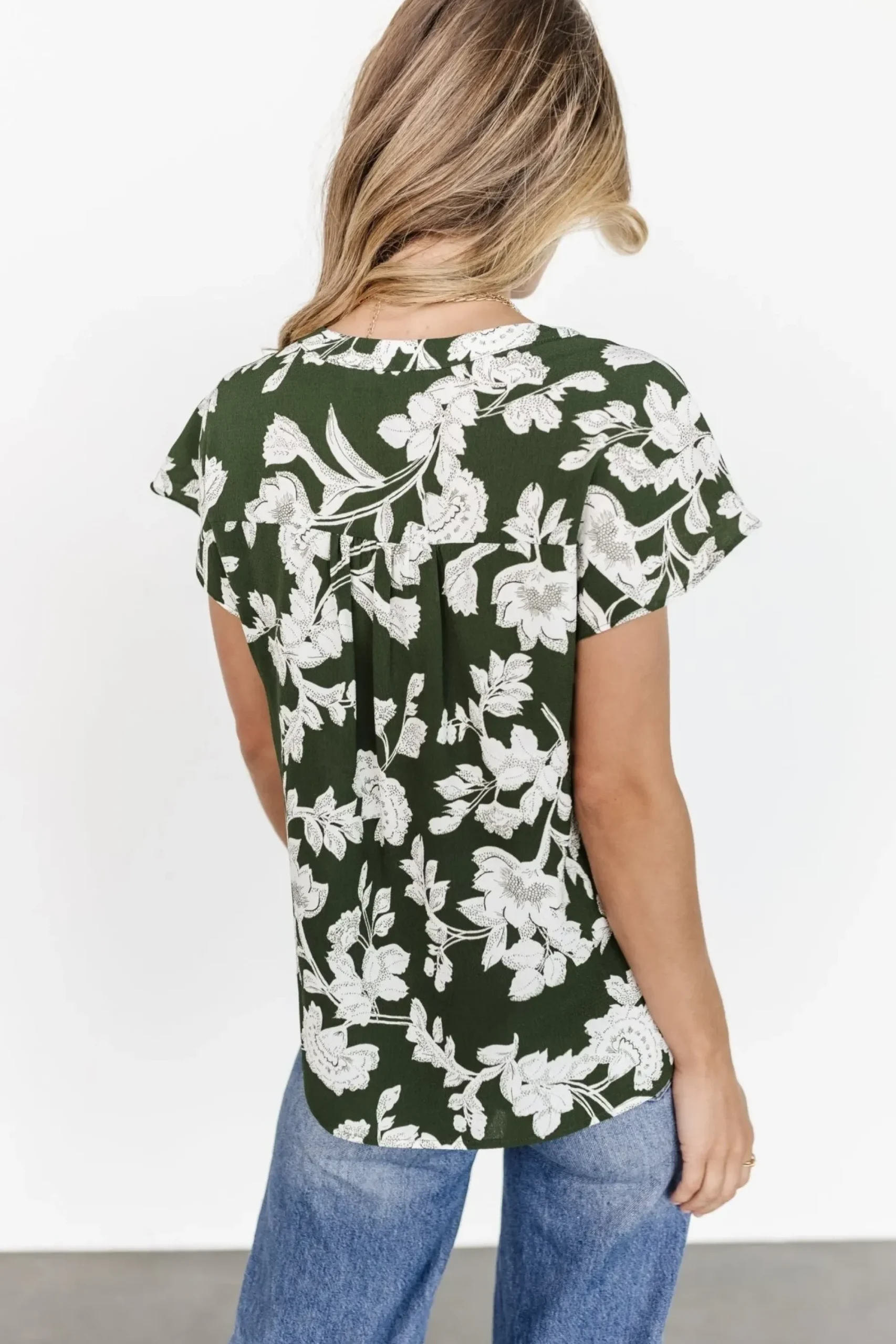New Baltic Born Macey Top | Olive Floral