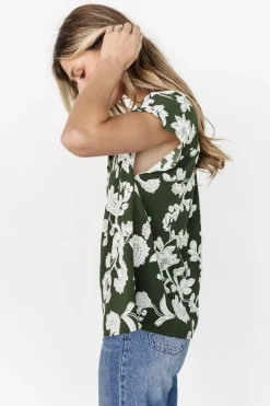 New Baltic Born Macey Top | Olive Floral