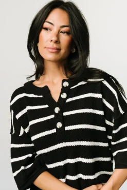 Outlet Baltic Born Maddock Stripe Knit Top | Black + Off White