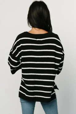 Outlet Baltic Born Maddock Stripe Knit Top | Black + Off White
