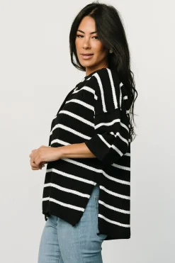 Outlet Baltic Born Maddock Stripe Knit Top | Black + Off White