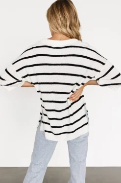 Hot Baltic Born Maddock Stripe Knit Top | Off White + Black