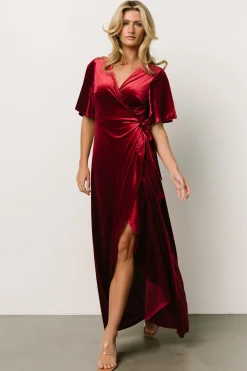 Clearance Baltic Born Maella Velvet Wrap Dress | Wine